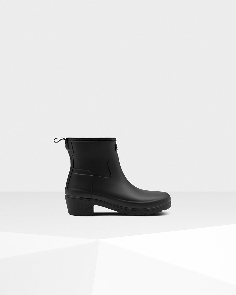 Botas de Tacon Hunter Mujer - Refined Slim Fit Bajos Ankle - Negros - RYWCSQE-64